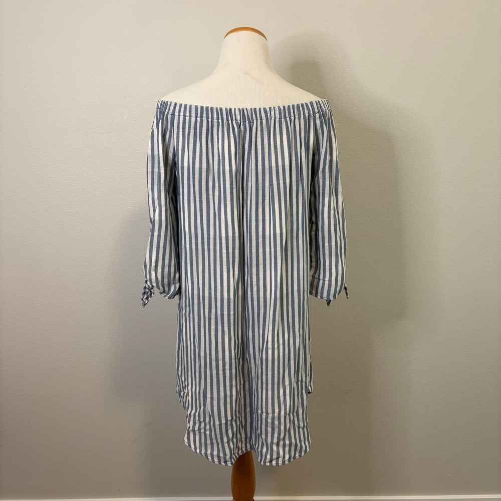 Anthropologie Cloth & Stone Striped Off Shoulder Tunic Shirt Dress Spring Large - Picture 4 of 8